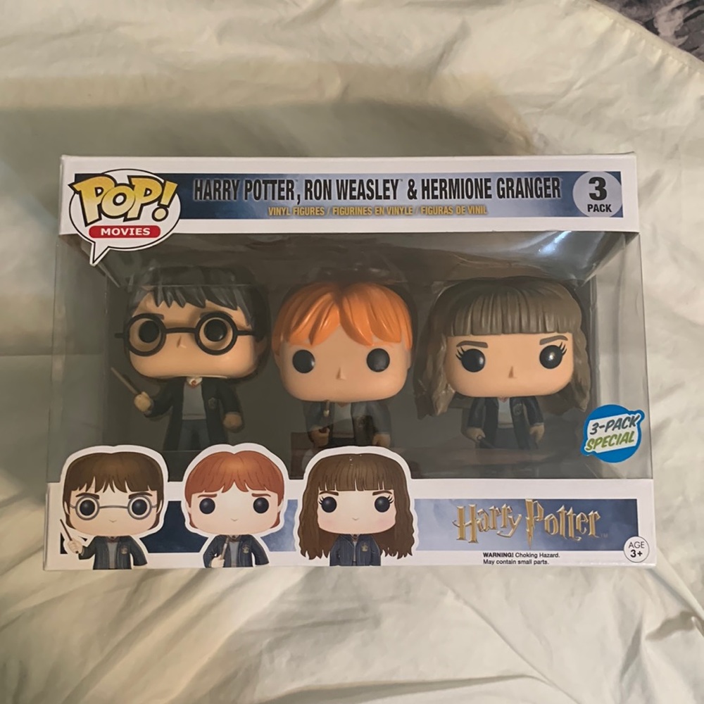 harry potter, ron weasley, hermione granger 3 pack funko pop set
